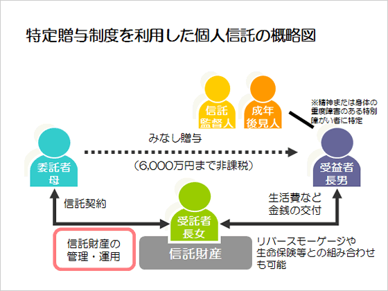 特定贈与制度を利用した個人信託の概略図