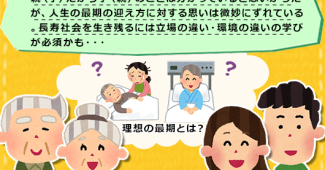 親(子)だから子(親)のことは分かっていると思いがちだが、人生の最期の迎え方に対する思いは微妙にずれている。長寿社会を生き残るには立場の違い・環境の違いの学びが必須かも・・・